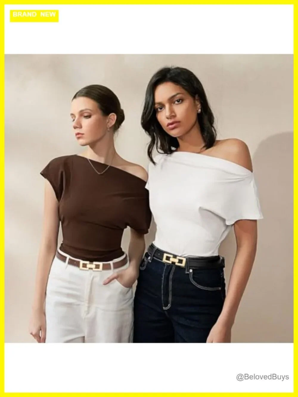 Women's Skinny PU Leather Belt with Gold Buckle, Faux Leather Waist Belt